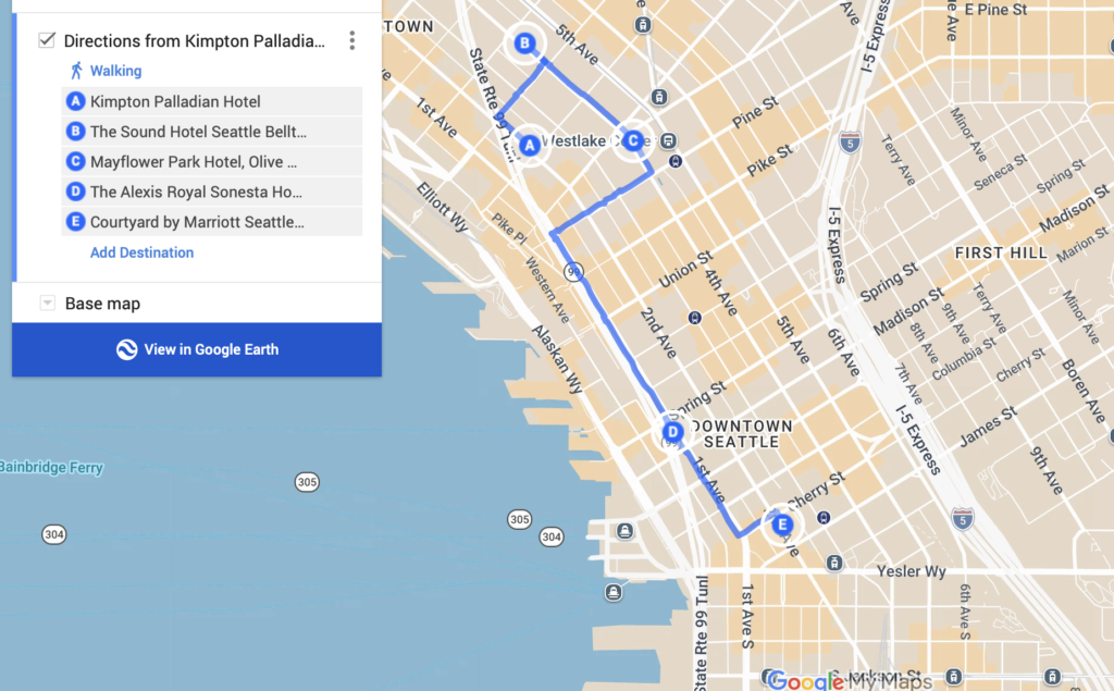 Seattle downtown walking plan